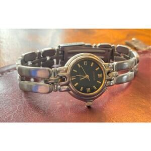 Women's 25mm Silver Tone Geneva Watch, Gold Tone Numerals